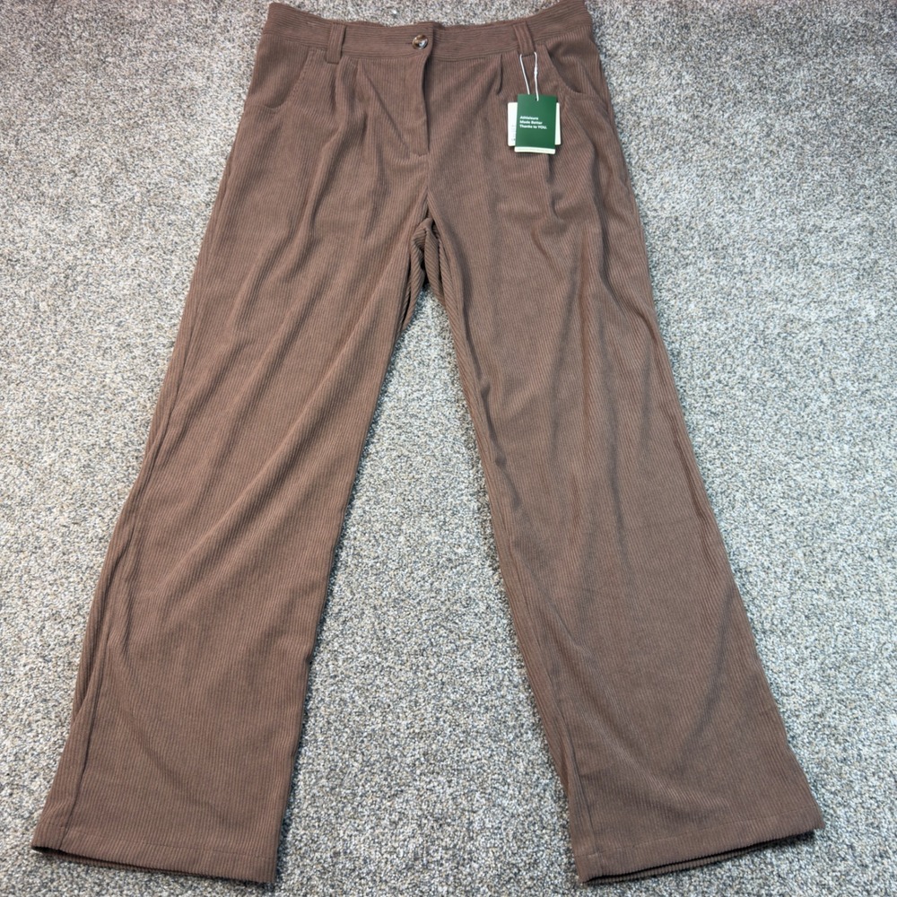 Halara AuraCord Cloud Corduroy Wide Leg Pants Brown High Waisted Large NWT